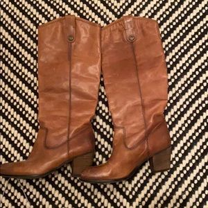 Brown leather boots